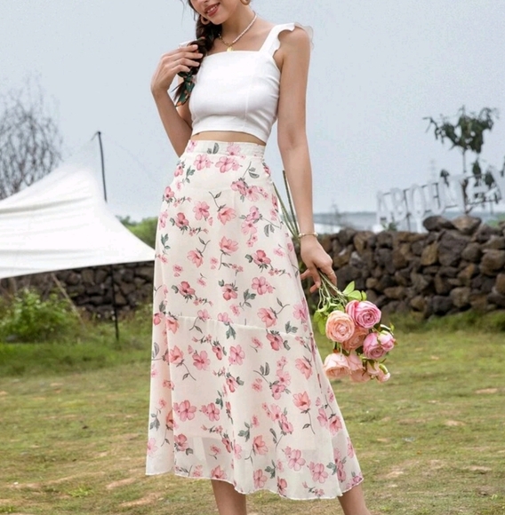 Floral Print High Waist Skirt - Picture 3 of 4